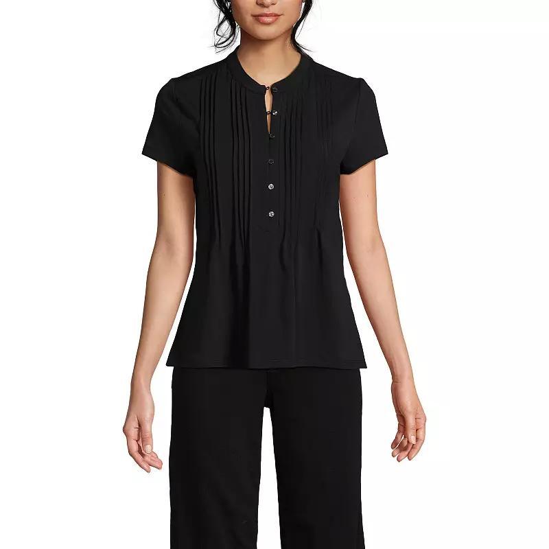Women's Lands' End Lightweight Jersey Button Pintuck Top, Size: Small, White Product Image
