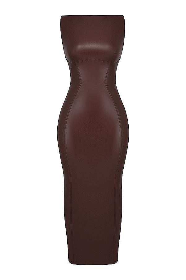 Sahara  cocoa vegan leather maxi dress Product Image