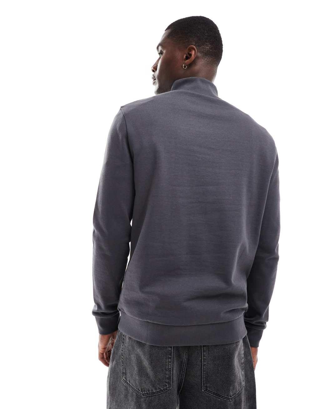 ASOS DESIGN essential sweatshirt with half zip in charcoal Product Image