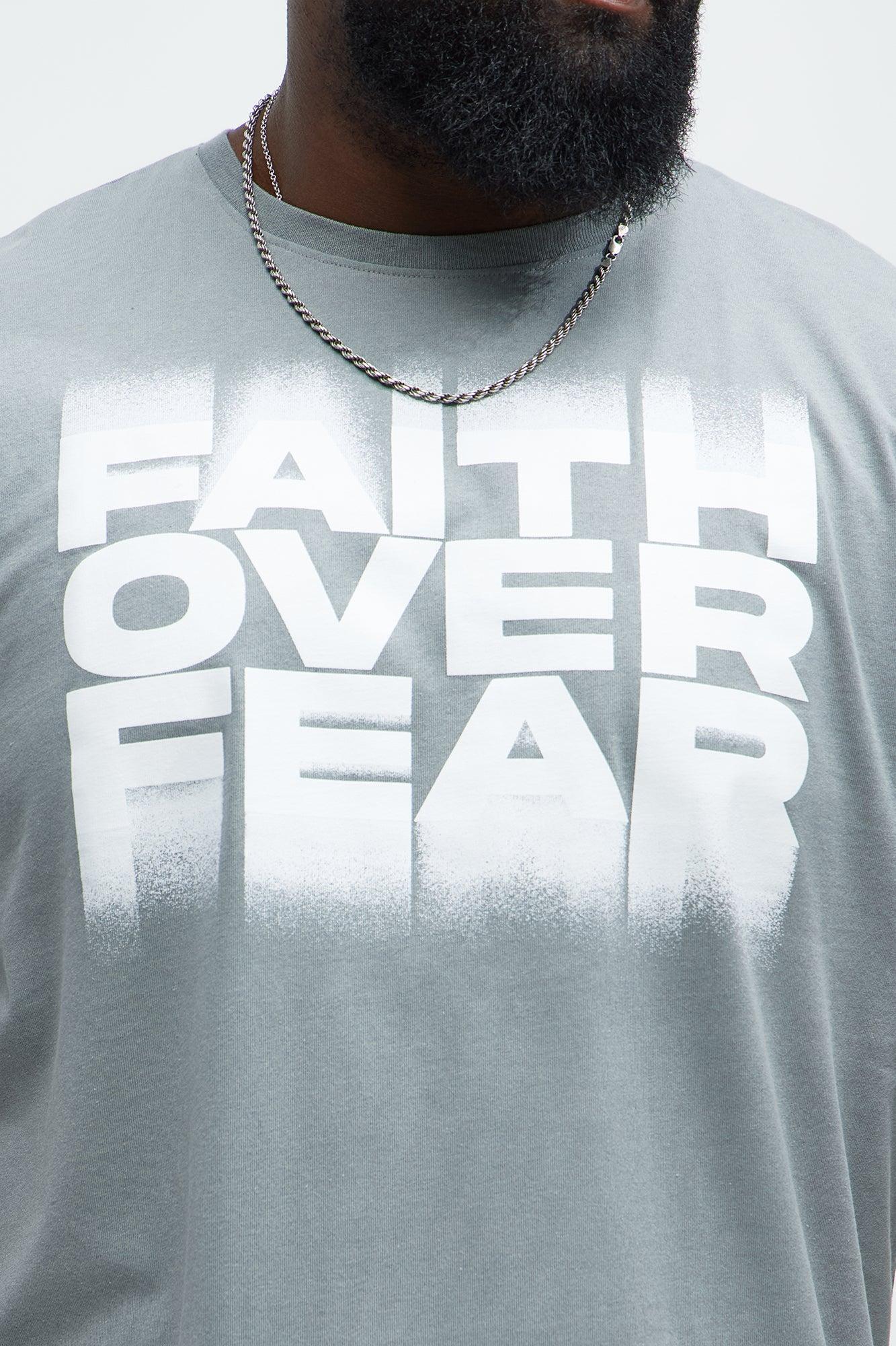 Faith Over My Fears Short Sleeve Tee - Light Grey Product Image