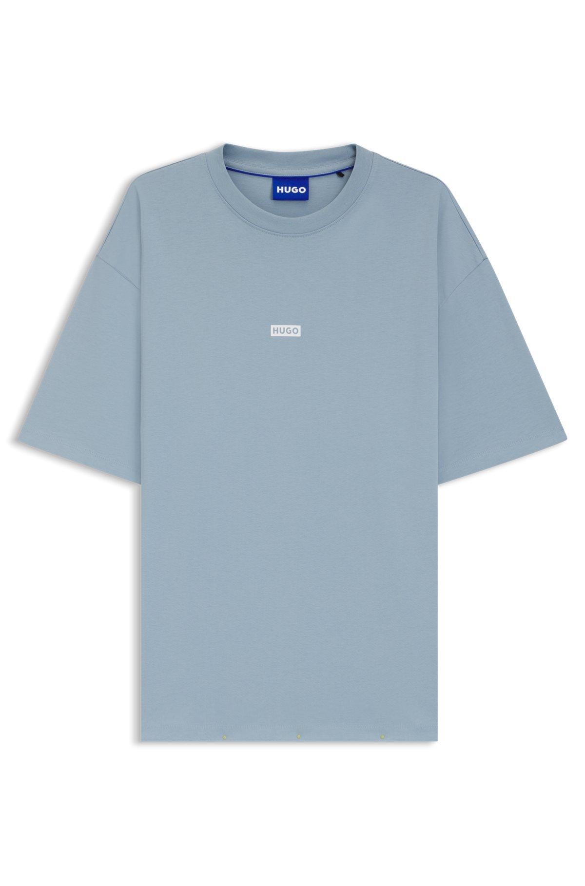 HUGO - Loose-fit T-shirt in cotton with rear logo artwork - Light Blue Product Image