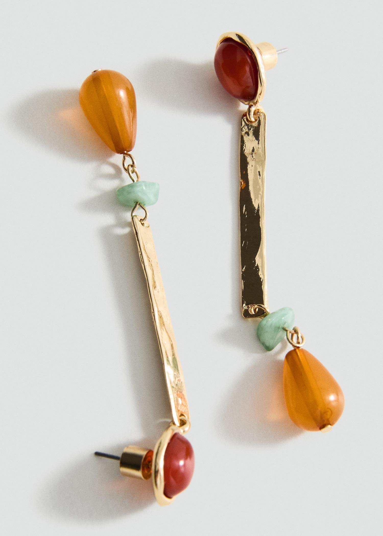 Long combined bead earrings - Women | MANGO USA Product Image