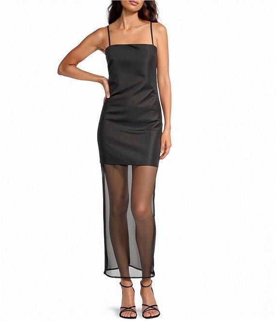 Gianni Bini Tara Organza Square Neck Sleeveless Drop Waist Midi Dress Product Image