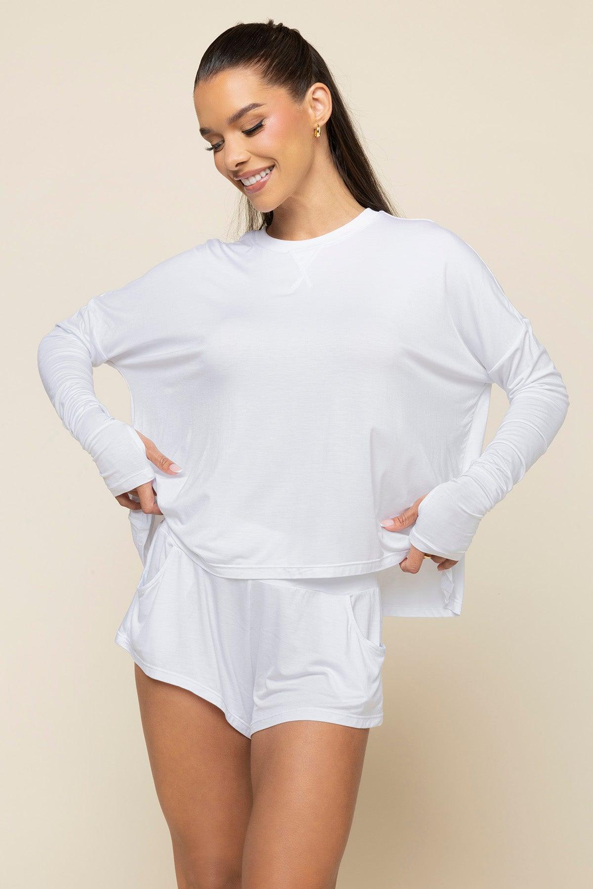 The Perfect Long Sleeve Top - White Product Image