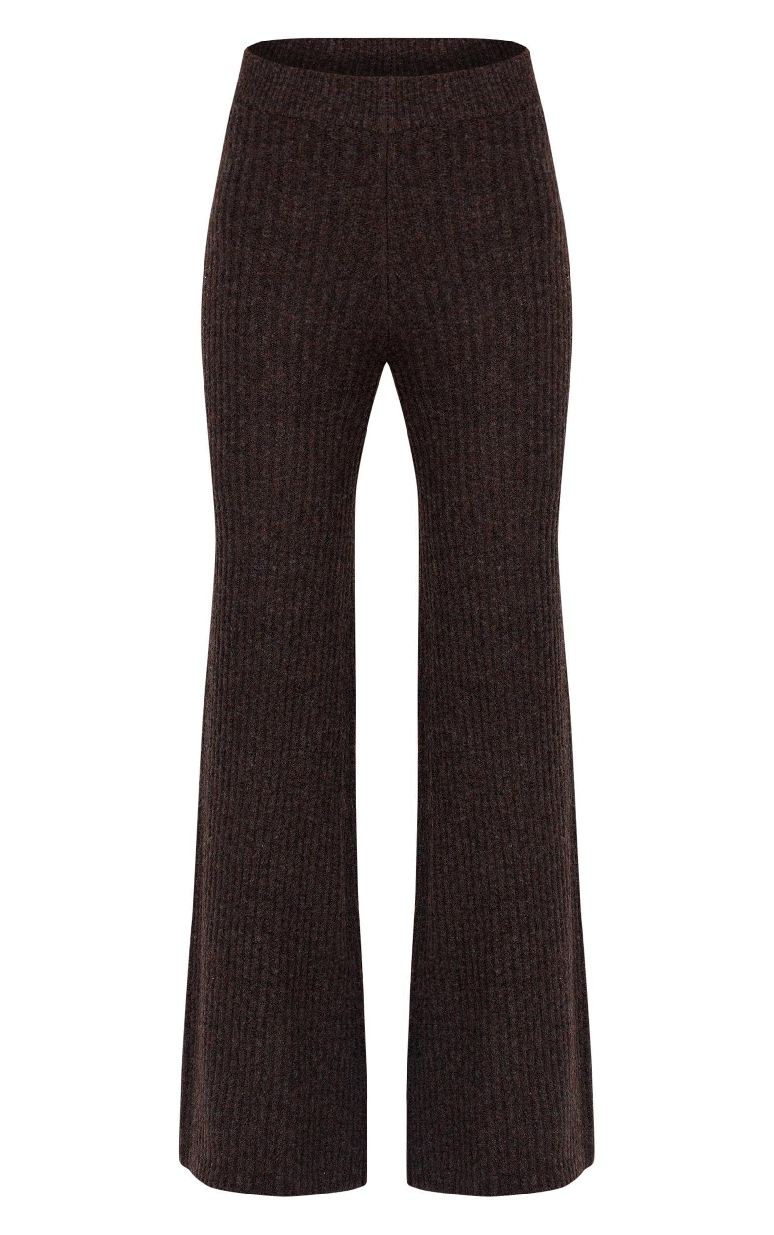 Tall Chocolate Luxe Rib Knit Wide Leg Pants Product Image