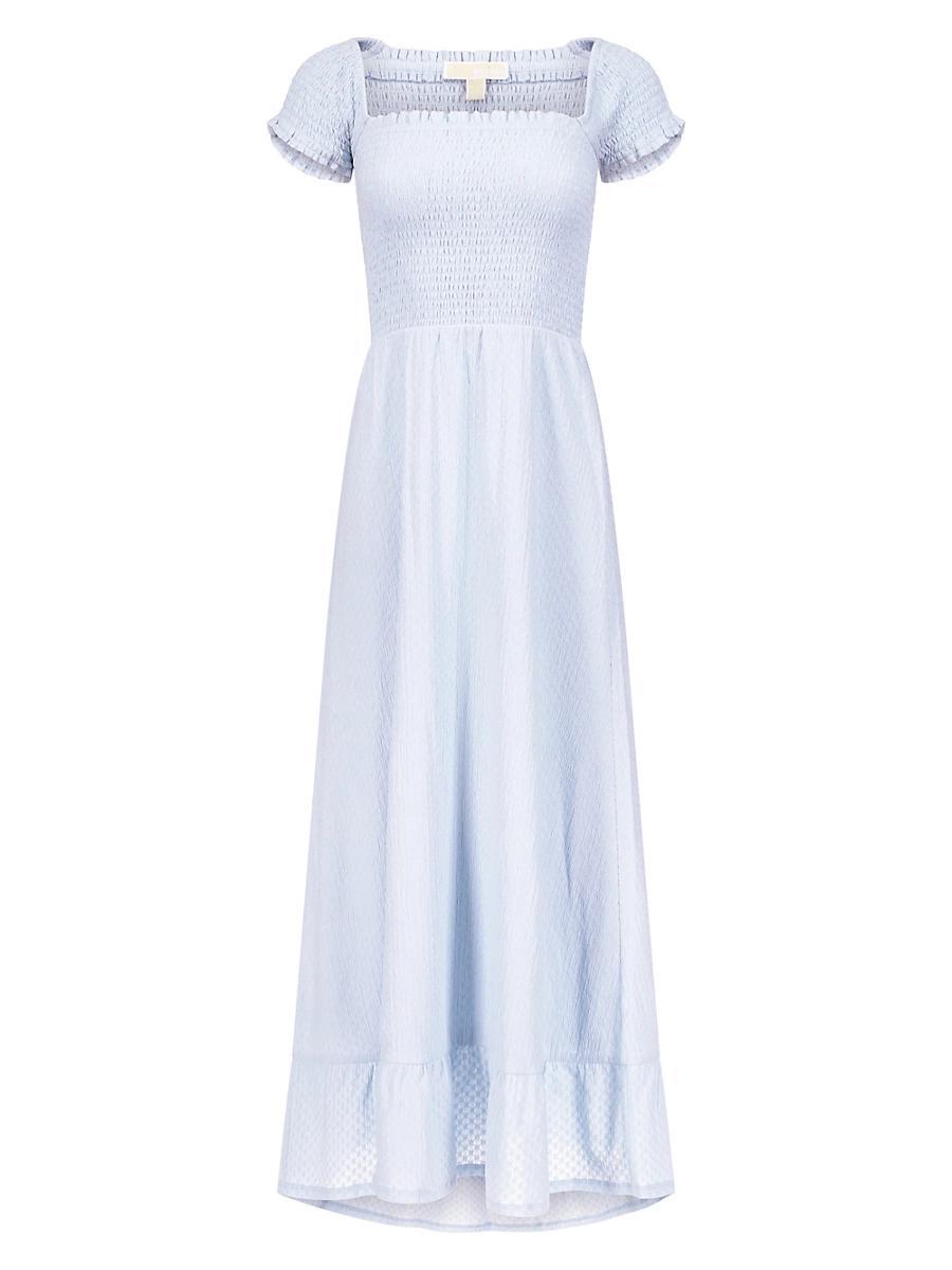 Womens Smocked Hammered Knit Maxi Dress Product Image