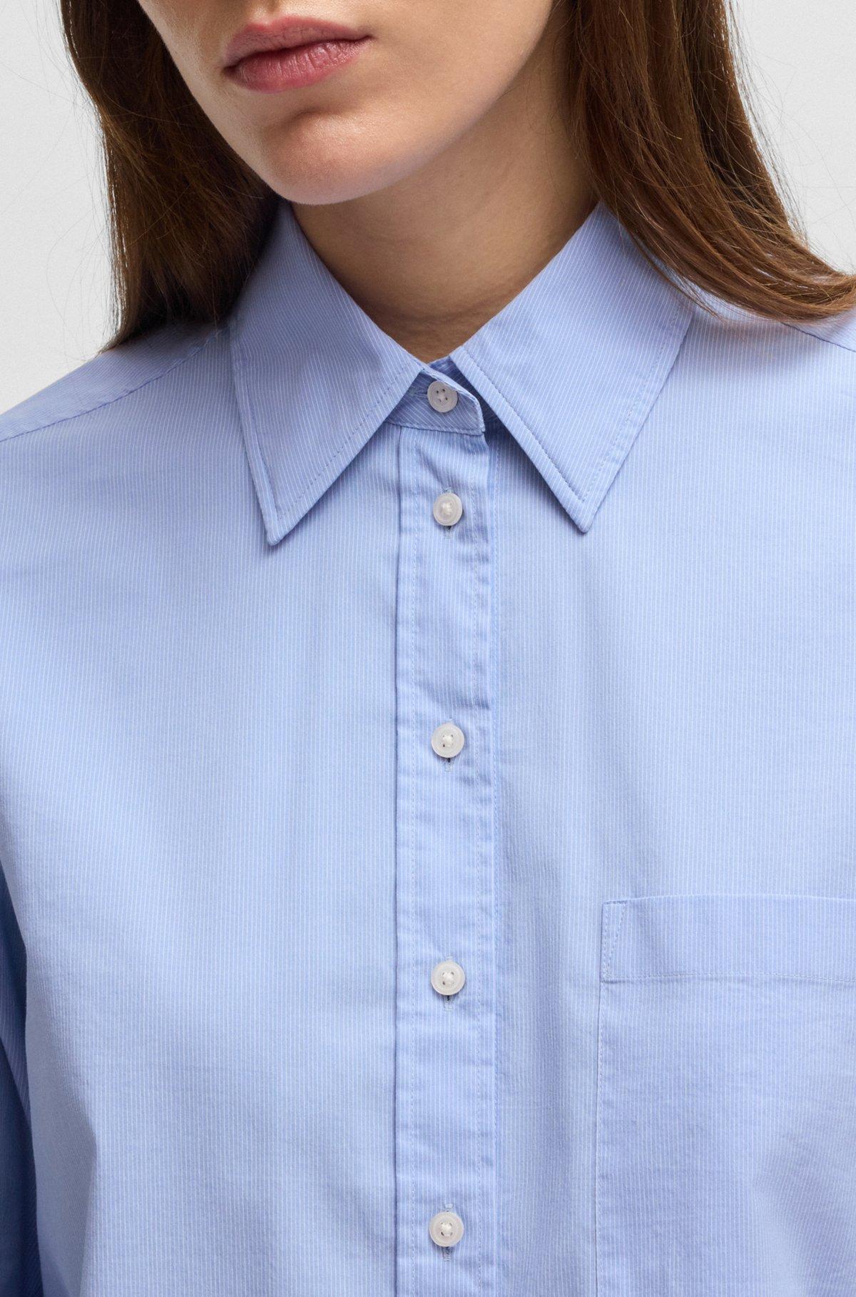 BOSS - Regular-fit blouse in striped stretch cotton - Blue Product Image