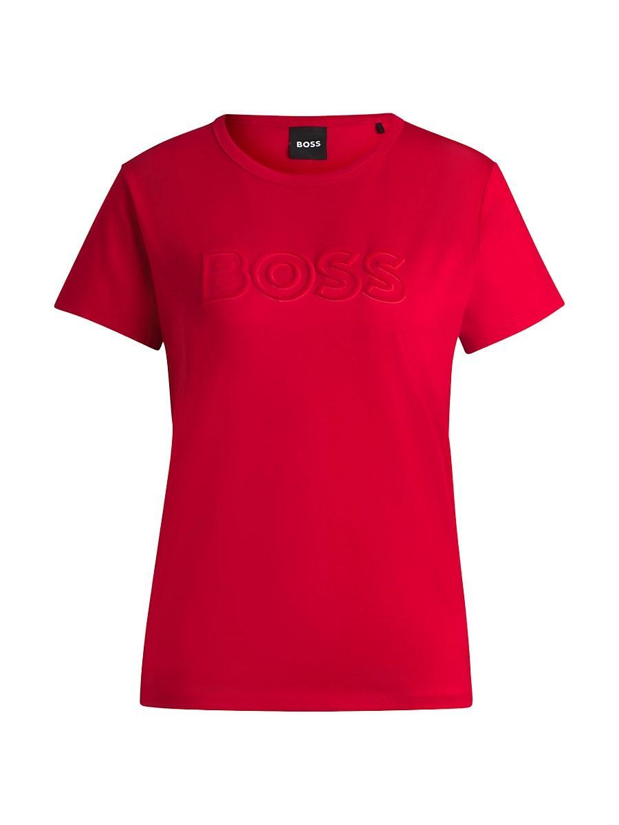 Womens Mercerized-Cotton T-Shirt with Logo Detail Product Image