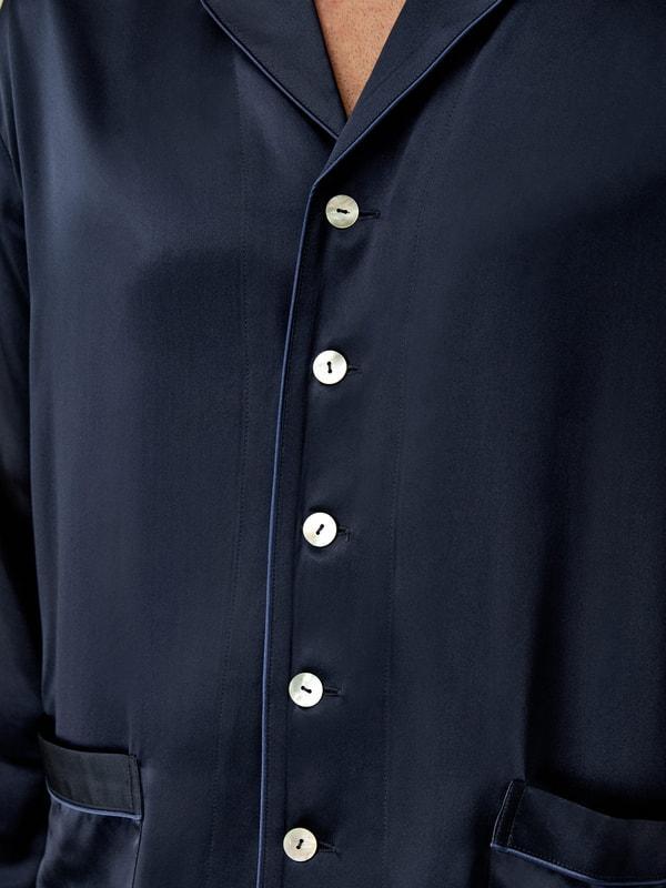 Long Silk Pajamas Set for Men Product Image
