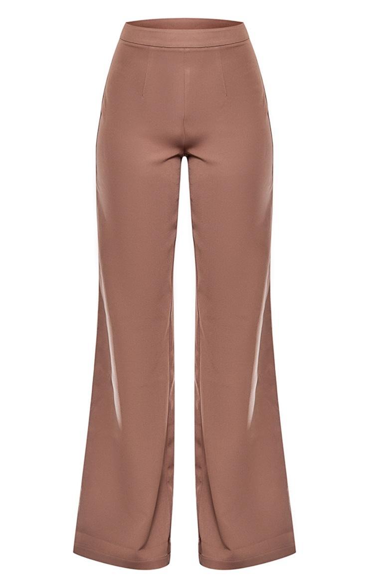 Mocha Woven High Waisted Tailored Wide Leg Pants Product Image
