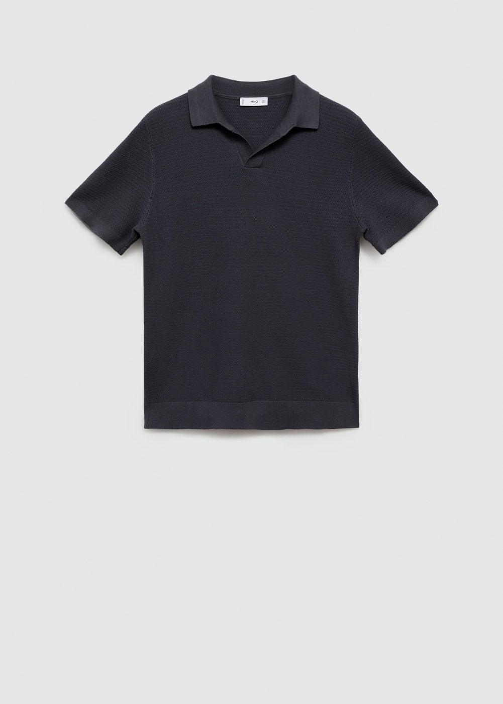Tencel™ cotton polo shirt with braided knit - Men | MANGO USA Product Image