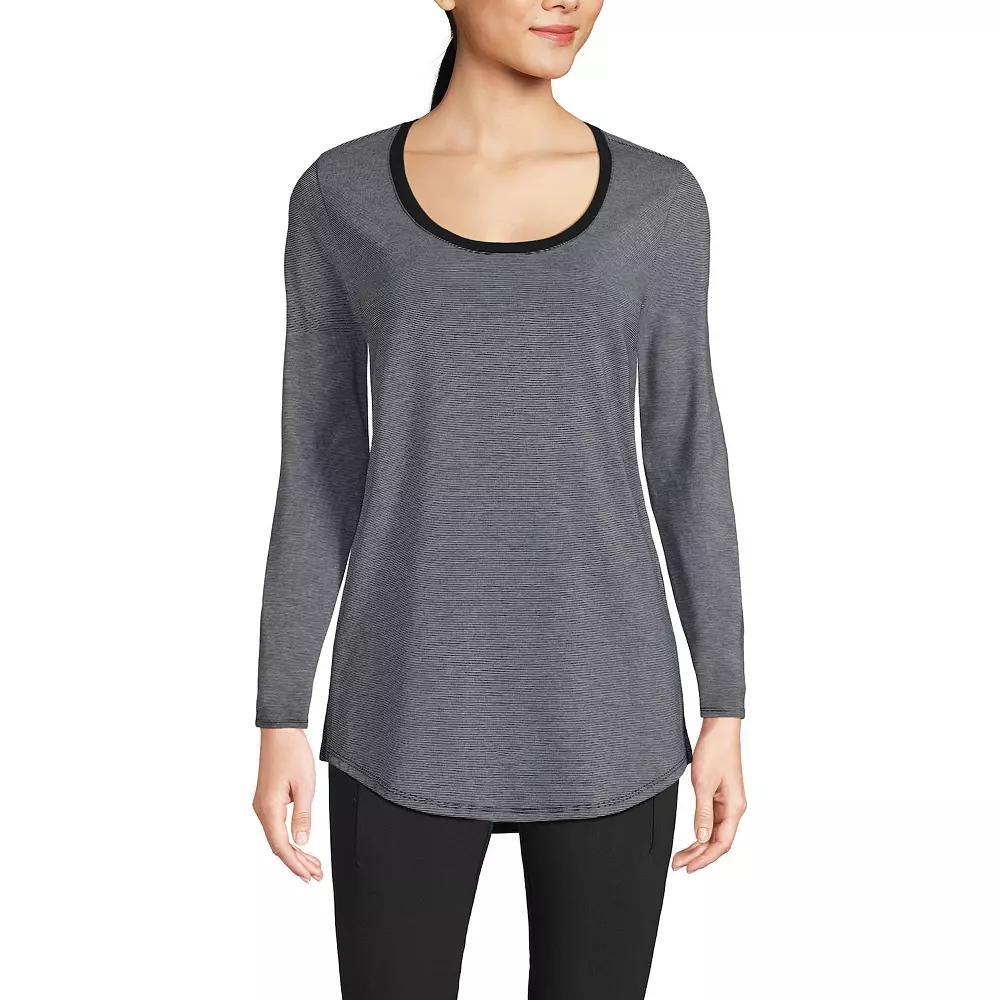 Women's Lands' End Long Sleeve Power Performance Scoop Neck Tunic Tee, Size: XL, Blue Pinstripe Product Image