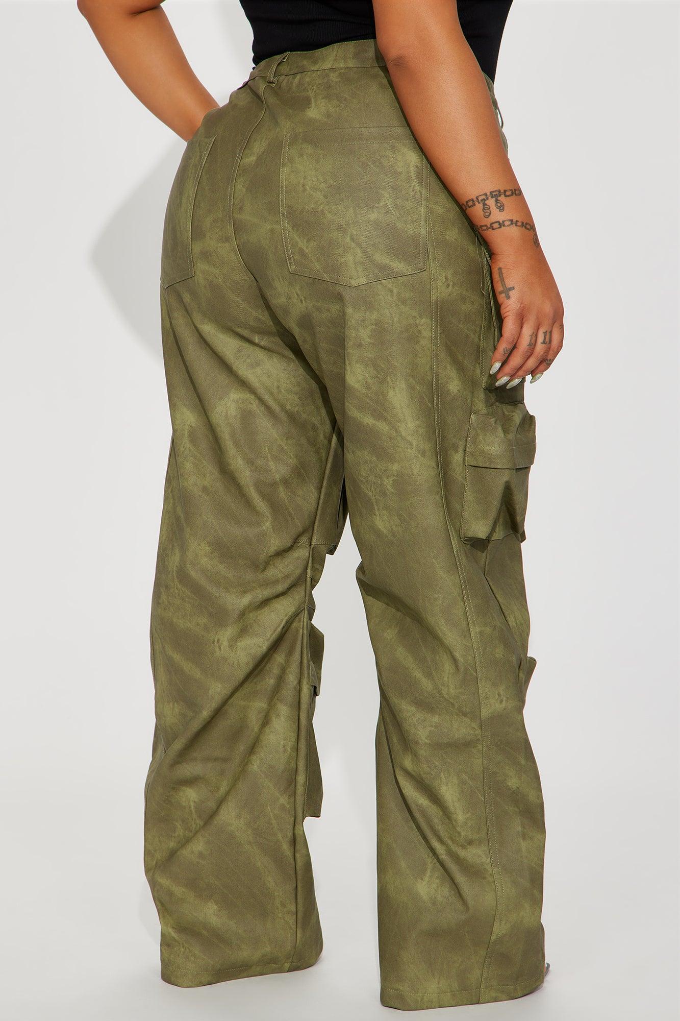 Harvey Washed Faux Leather Cargo Pant - Olive Product Image