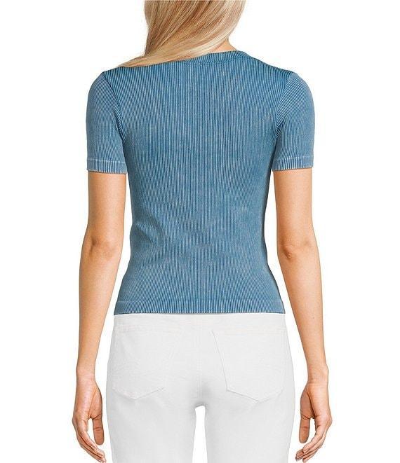Moa Moa Cap Short Sleeve Crew Neck Solid T-Shirt Product Image