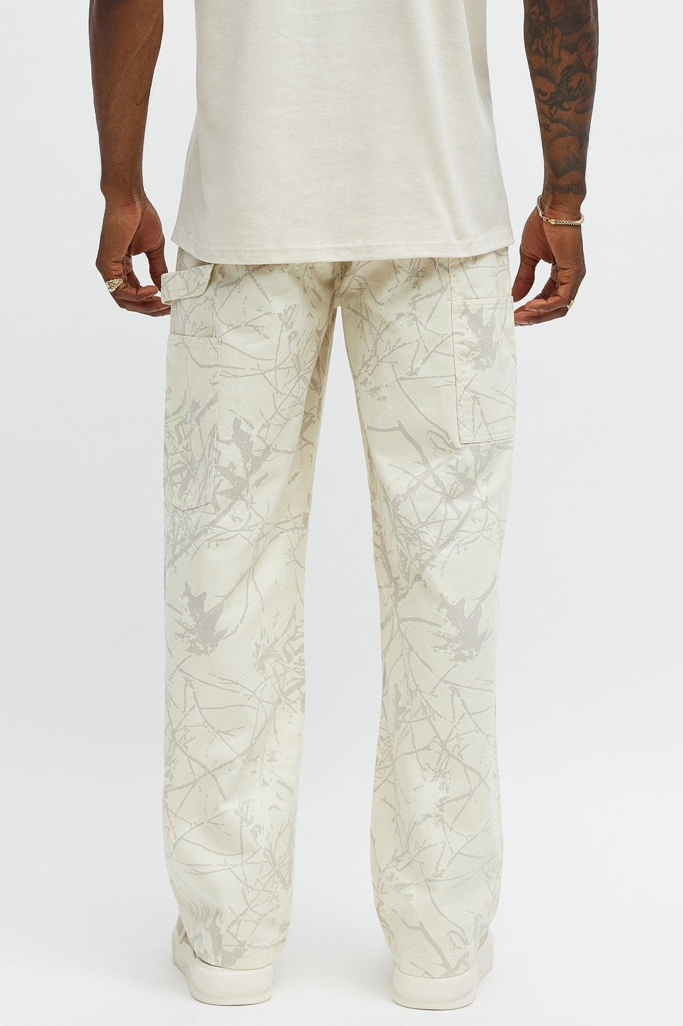 Straight Woodland Mirage Carpenter Pants  - Cream Product Image