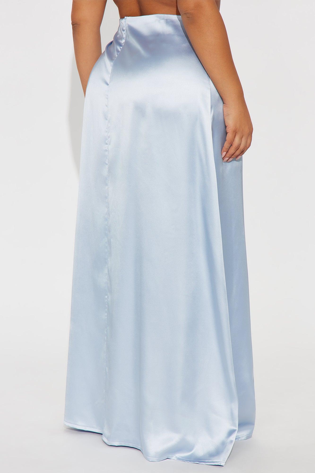Estella Satin Maxi Skirt - Light Blue Product Image