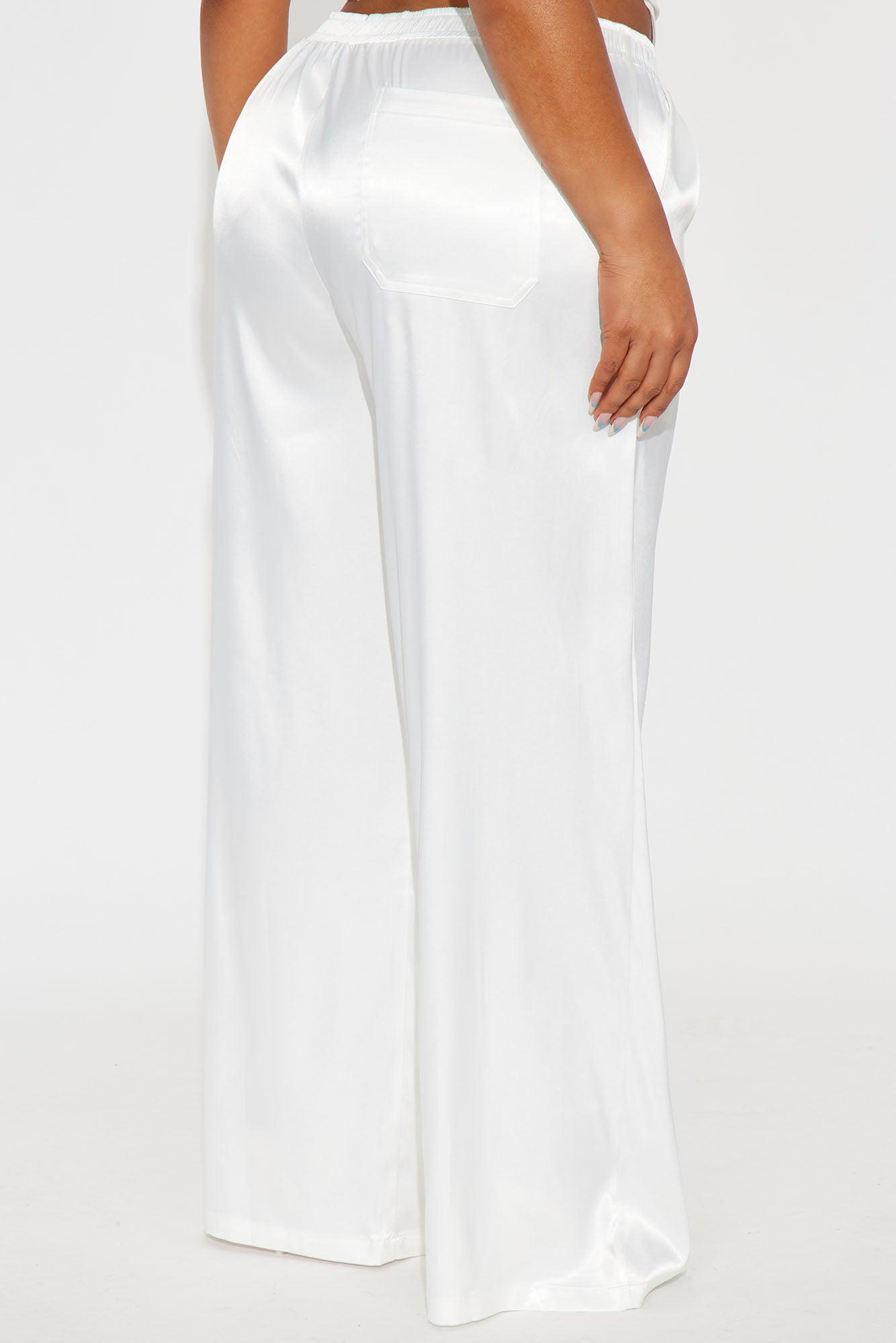 Pleasure Is Mine Satin Wide Leg Pant - Cream Female Product Image