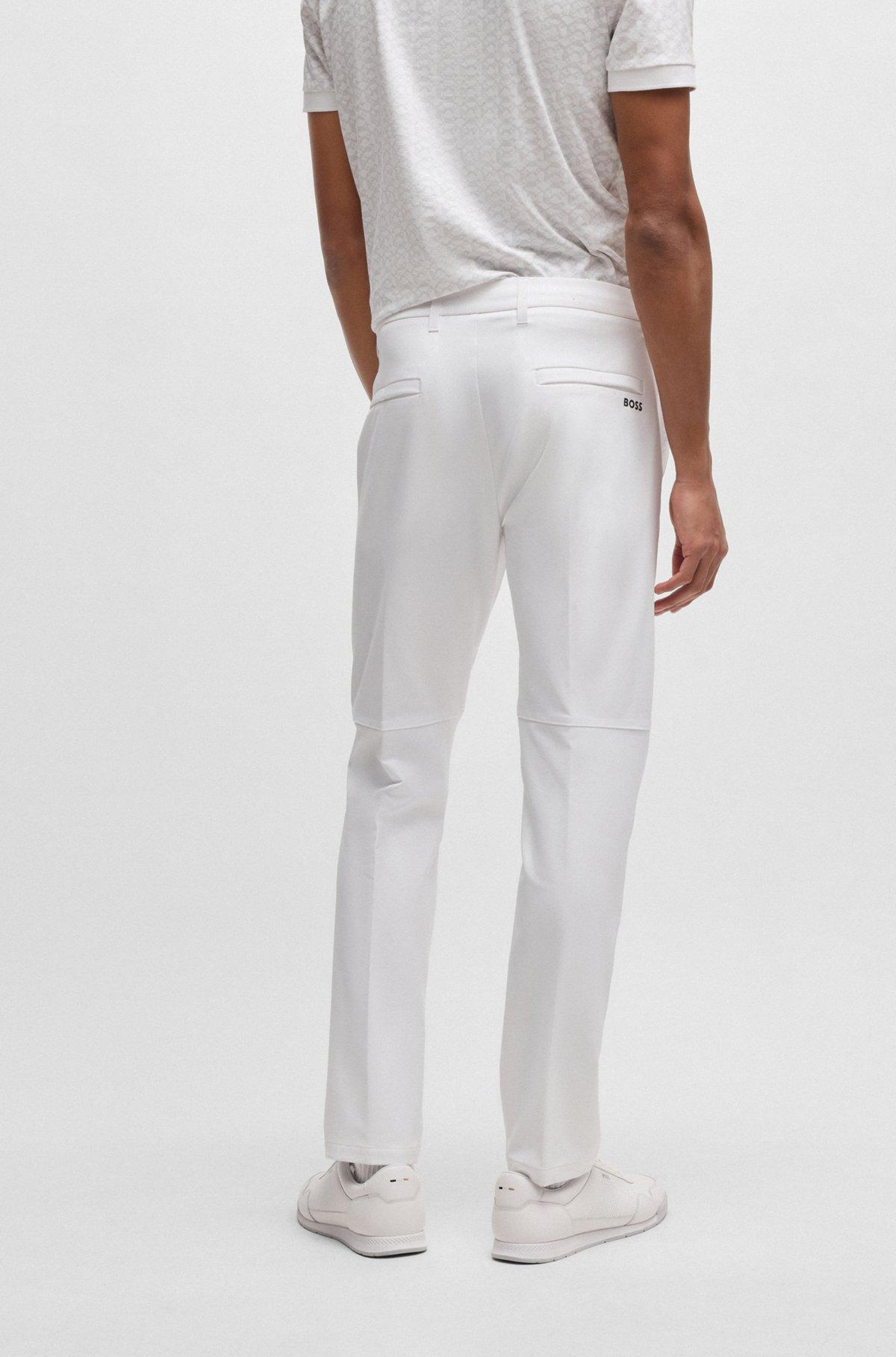 BOSS - Slim-fit pants in water-repellent stretch fabric - White Product Image