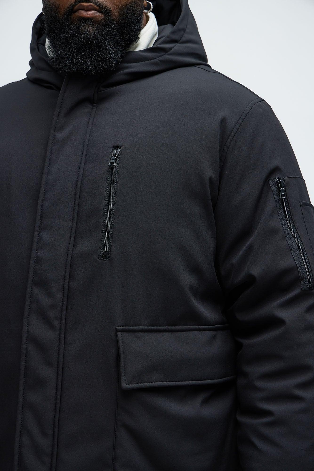 Better Days Padded Hooded Long Coat - Black Product Image