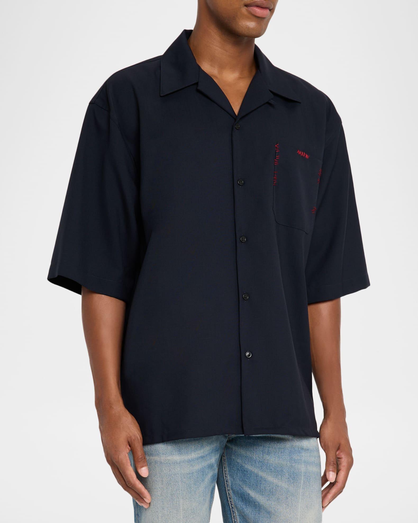 Men's Suiting Wool Mending Stitch Camp Shirt Product Image