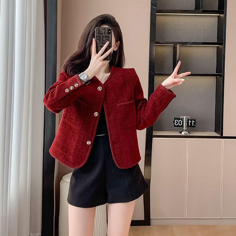 Tweed Button-Up Jacket Product Image