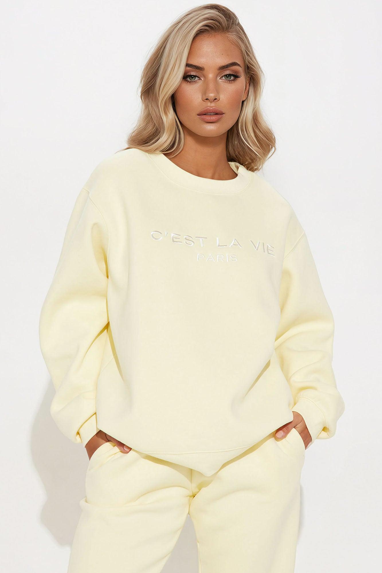 C’est La Vie Sweatpant Set - Yellow Product Image