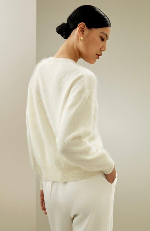 Lilysilk Classic Round Neck Cashmere Sweater for Women in White at Nordstrom, Size Small Product Image