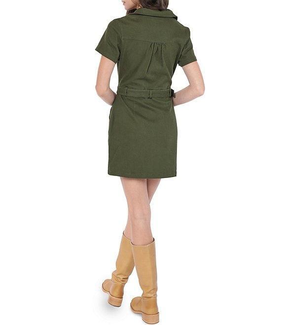 Sadie & Sage Denim Zip Up Belted Mini Dress Product Image