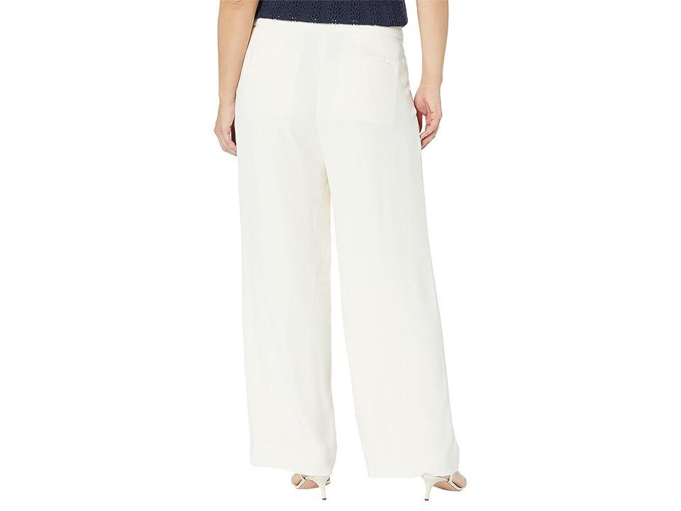 Lauren Ralph Lauren Plus Size Pleated Georgette Wide-Leg Pants (Mascarpone Cream) Women's Casual Pants Product Image