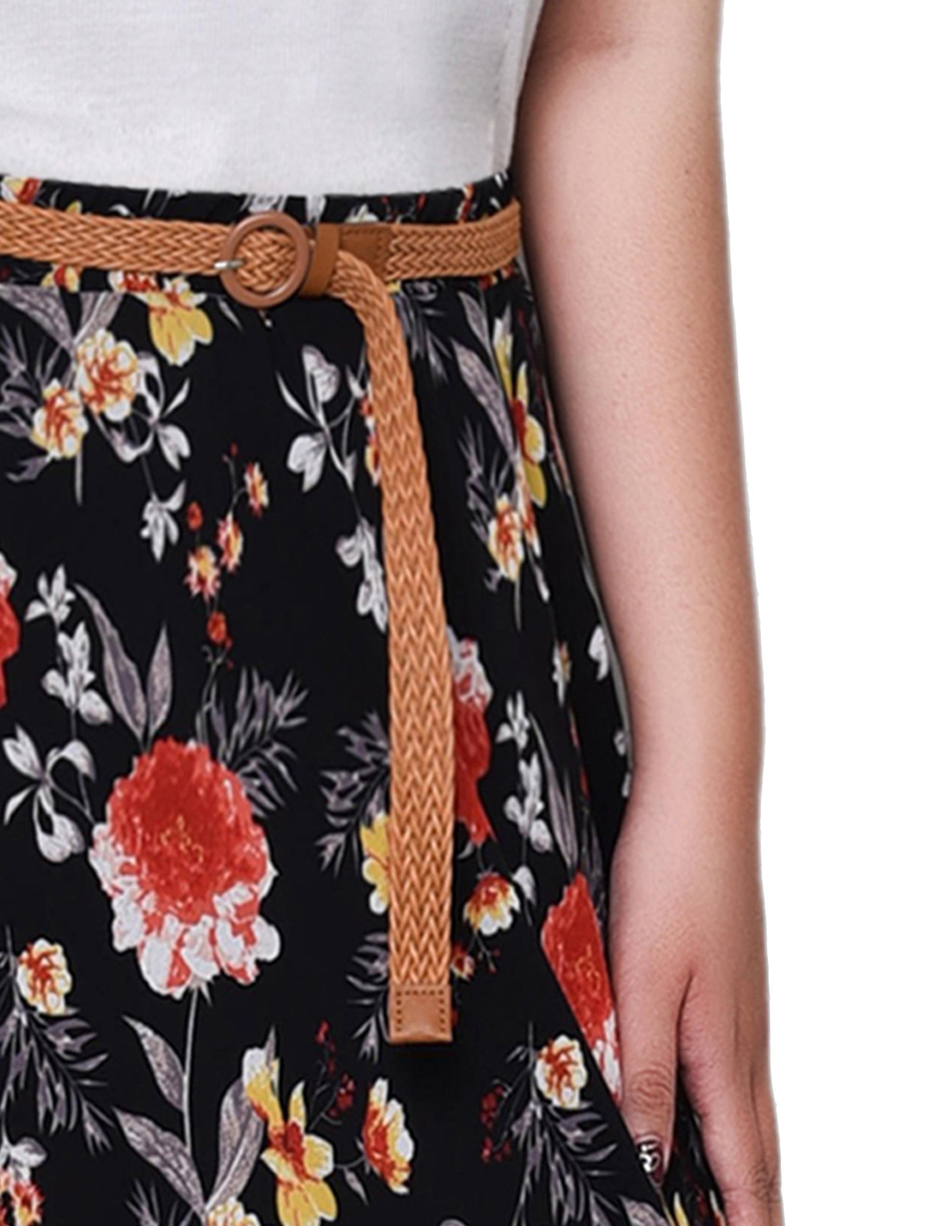 Black Red Gold Floral Chiffon Maxi Skirt - Plus Product Image