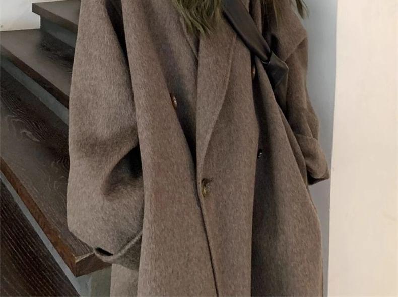 Lapel Collar Midi Double-Breasted Coat Product Image