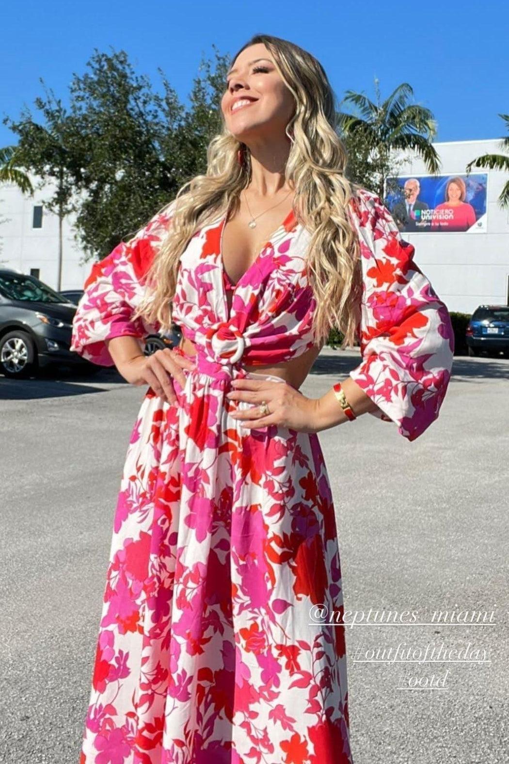 Spring Floral Cut Out Dress Product Image