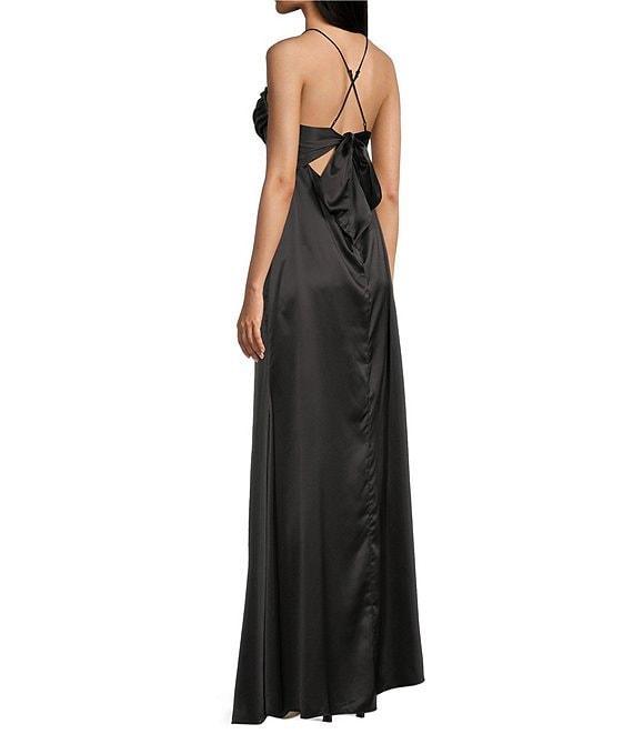B. Darlin Cowl Neck Front Pleated Spaghetti Strap Dress Product Image