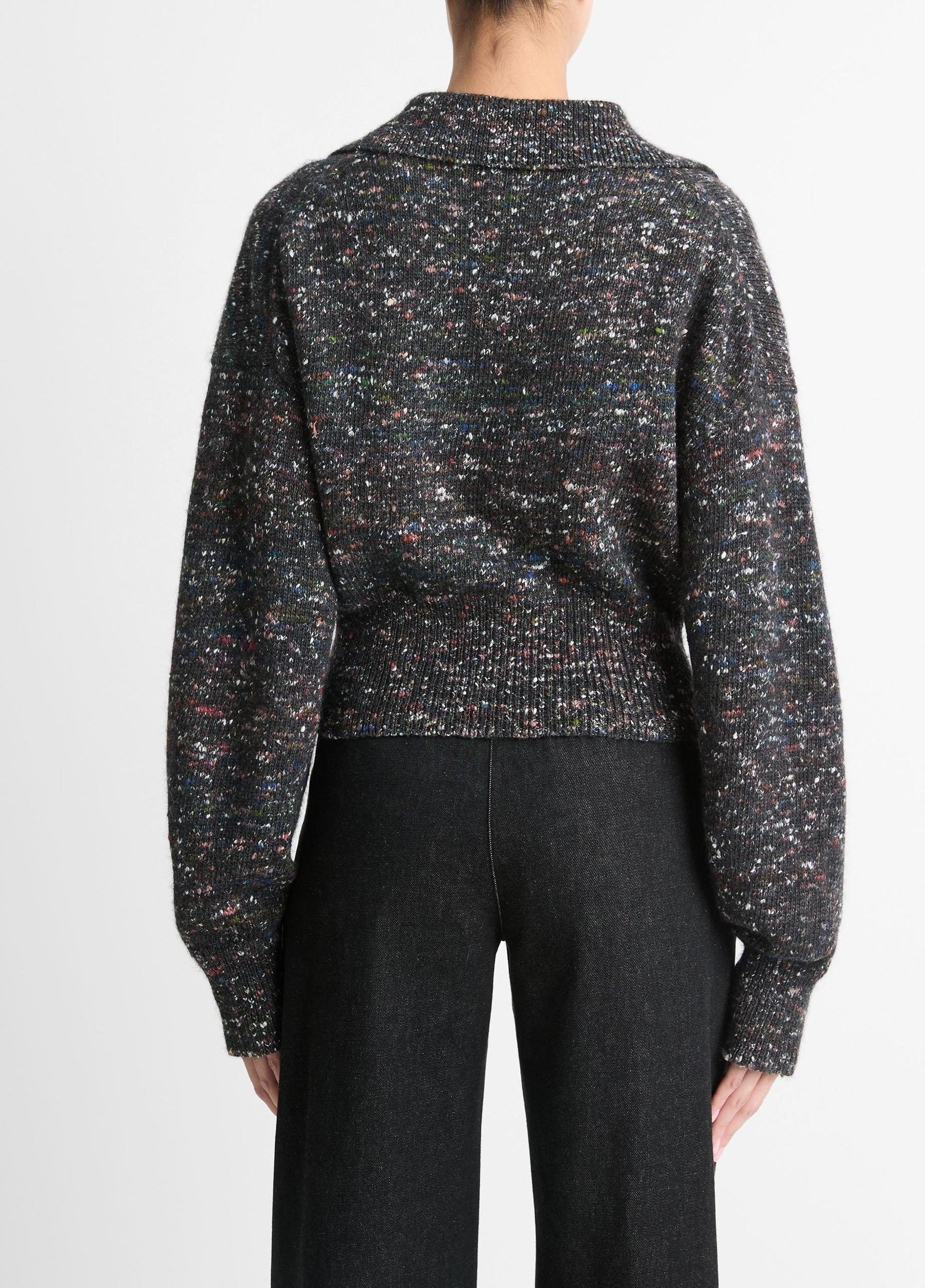 Italian Wool-Silk Donegal Cardigan Jacket Product Image