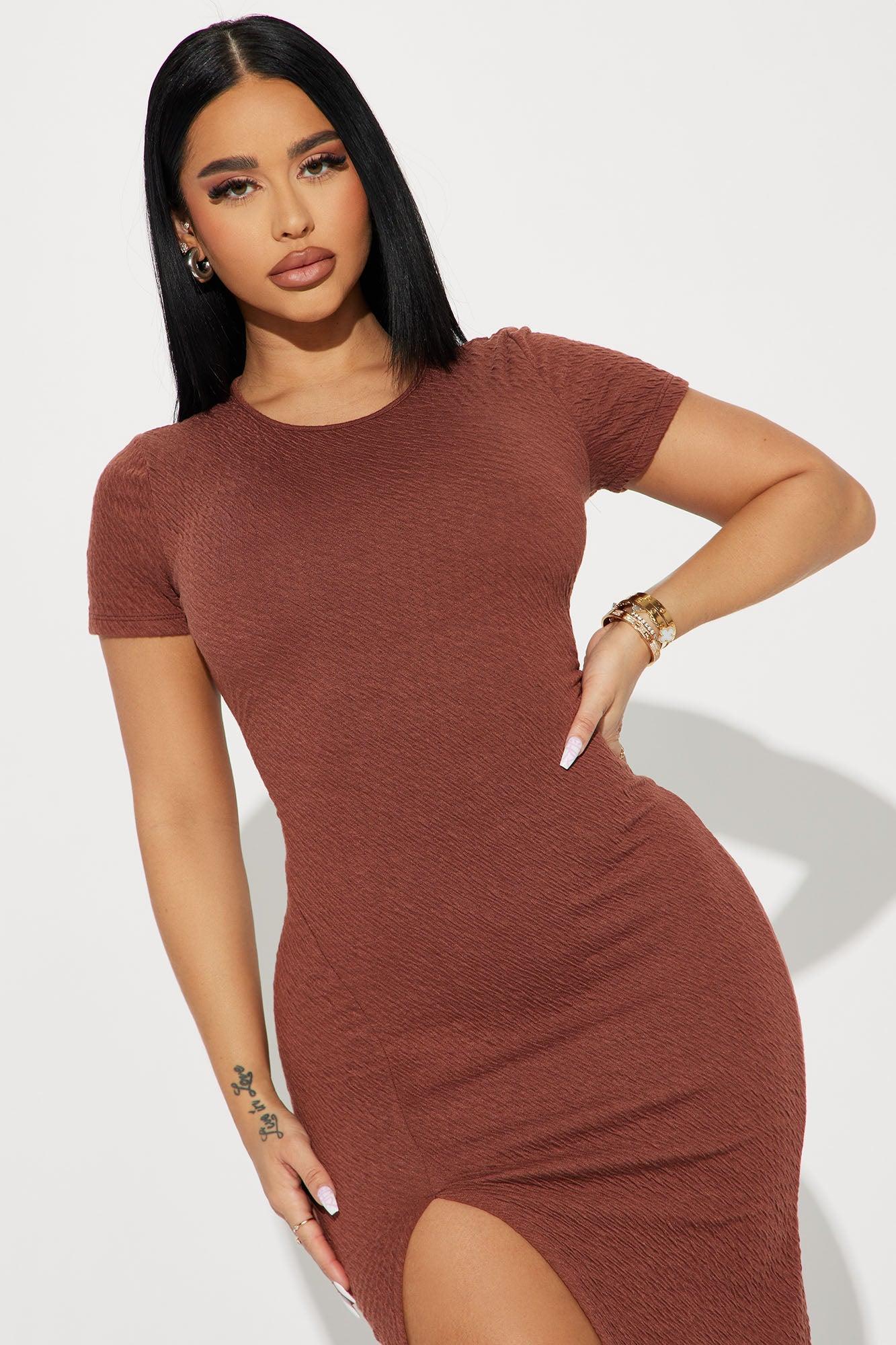 Quinn Midi Dress - Brown Product Image