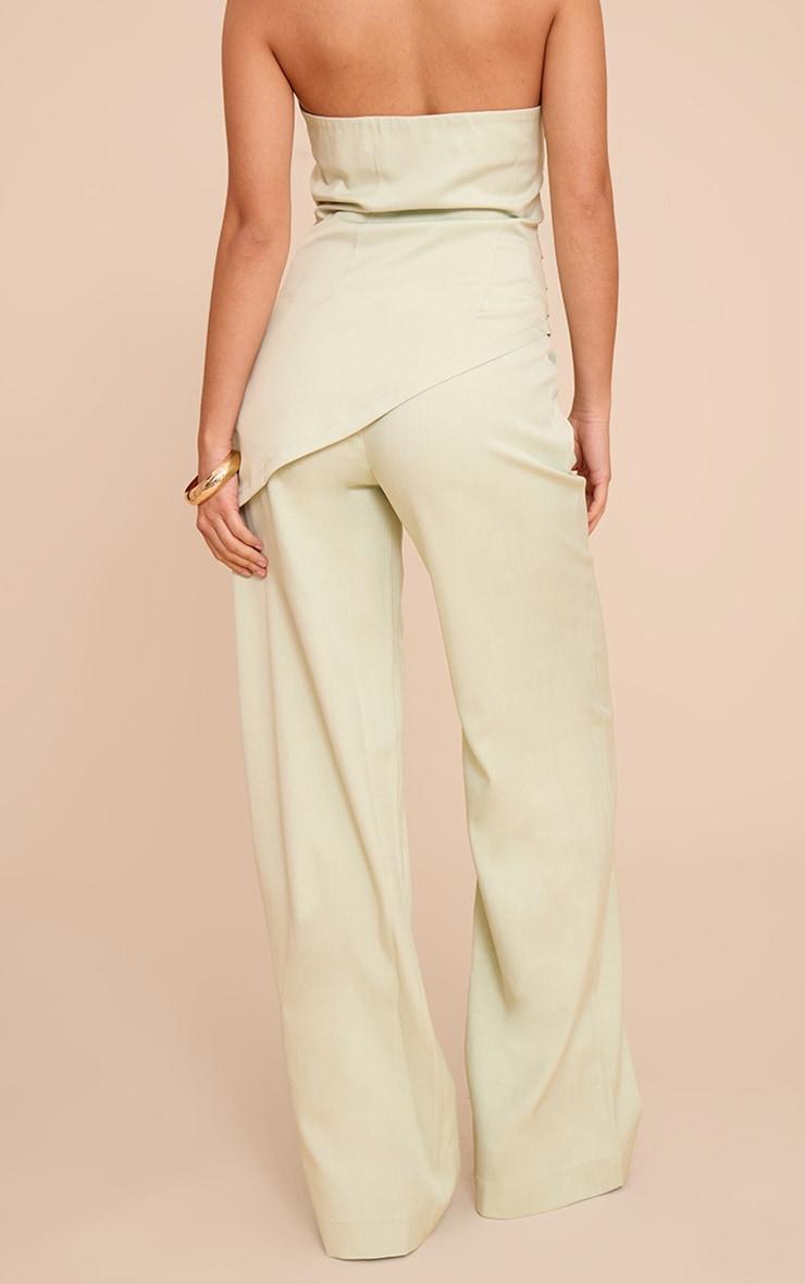 Pale Lime Tailored Woven Wide Leg Pants Product Image