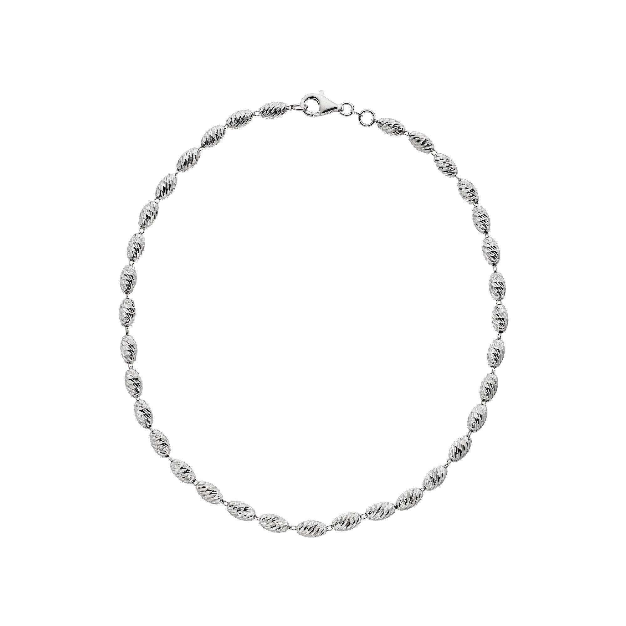 Sterling Silver Puff Oval Link Necklace, Womens Product Image