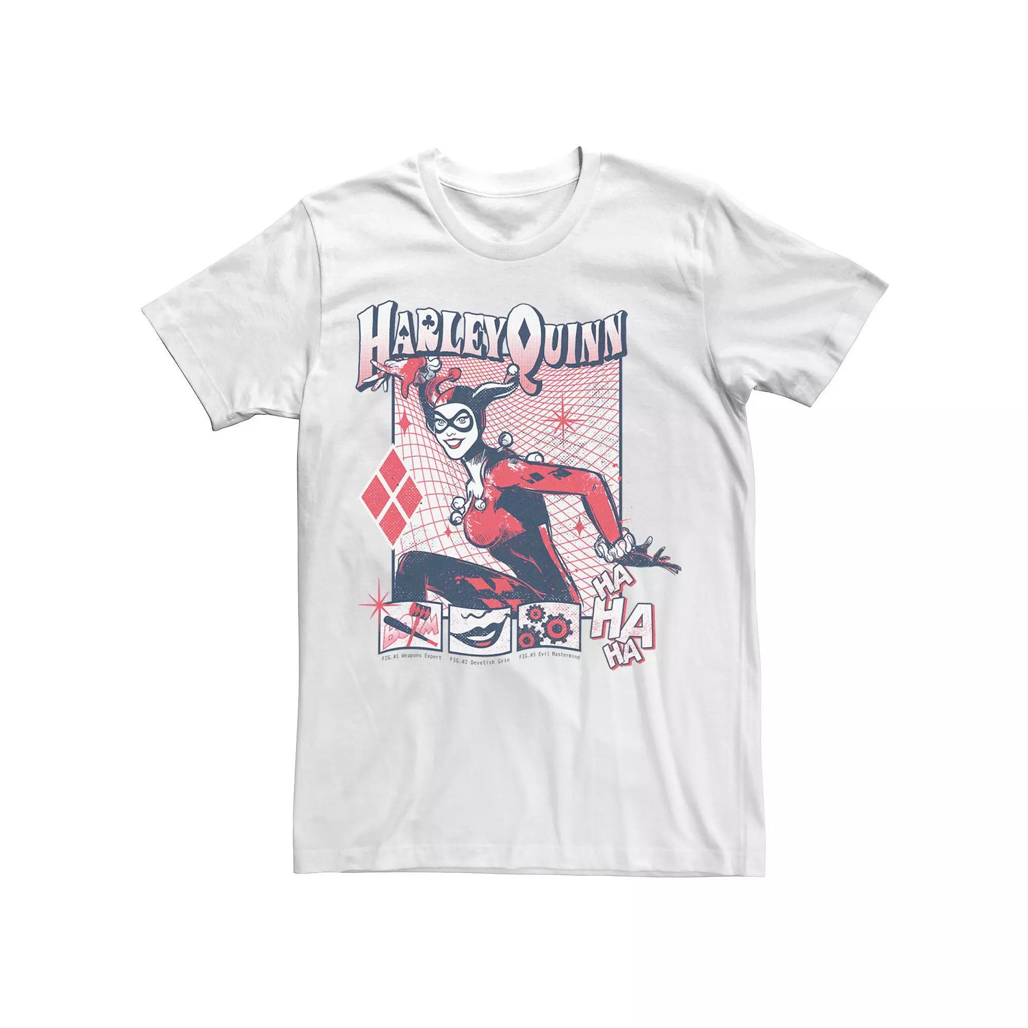 Men's Batman Harley Quinn Attributes Poster Tee, Size: Small, White Product Image