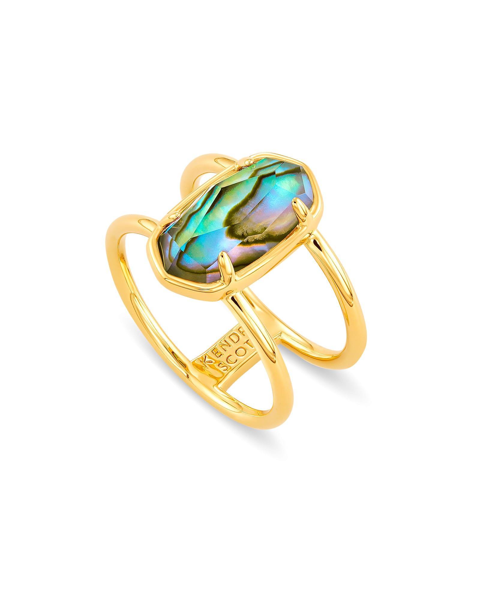 Kendra Scott Elyse Sterling Silver Double Band Ring in Turquoise | Magnesite | Size 7 Product Image