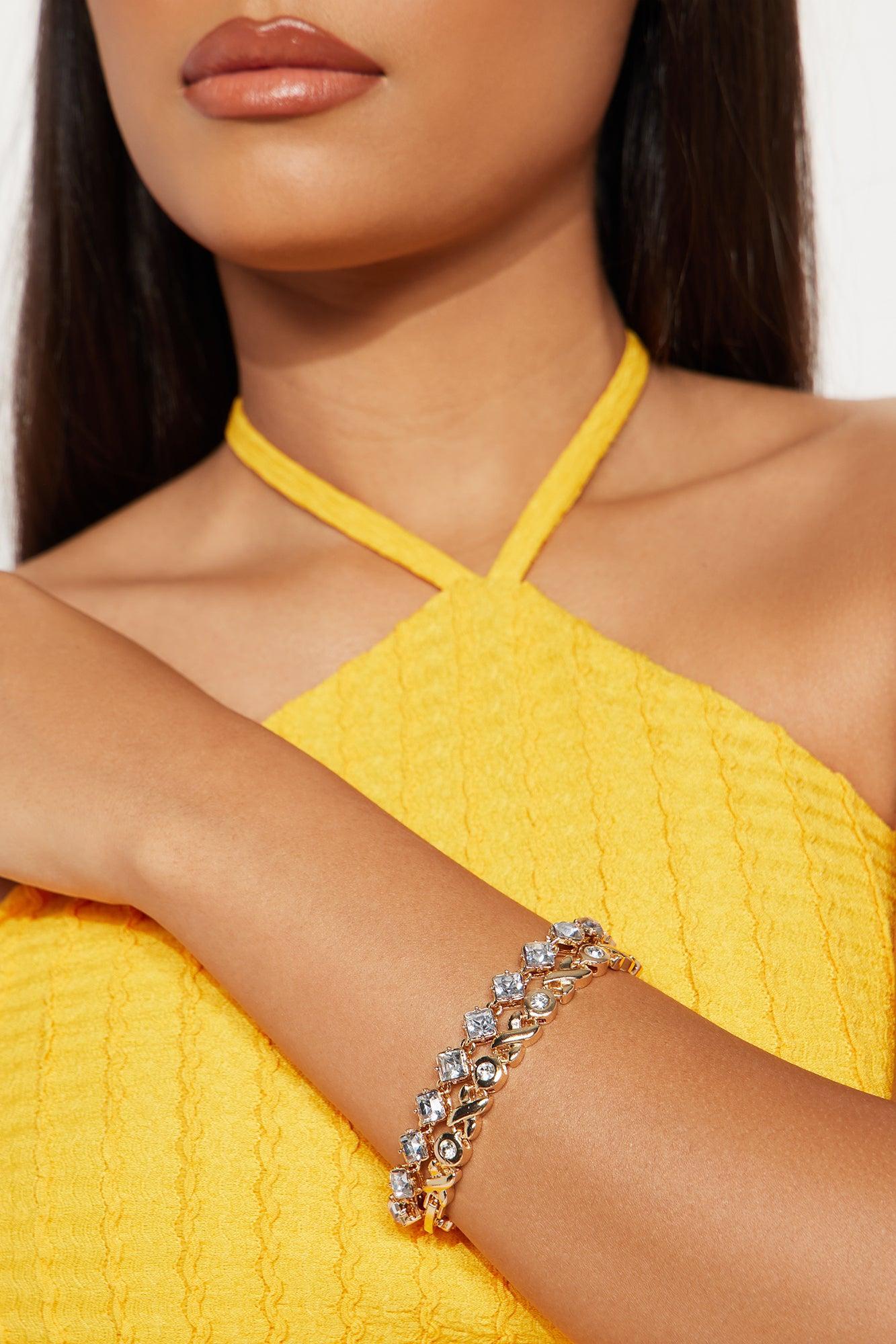 Aria Paradise 2 Piece Bracelet Set - Gold/Clear Product Image