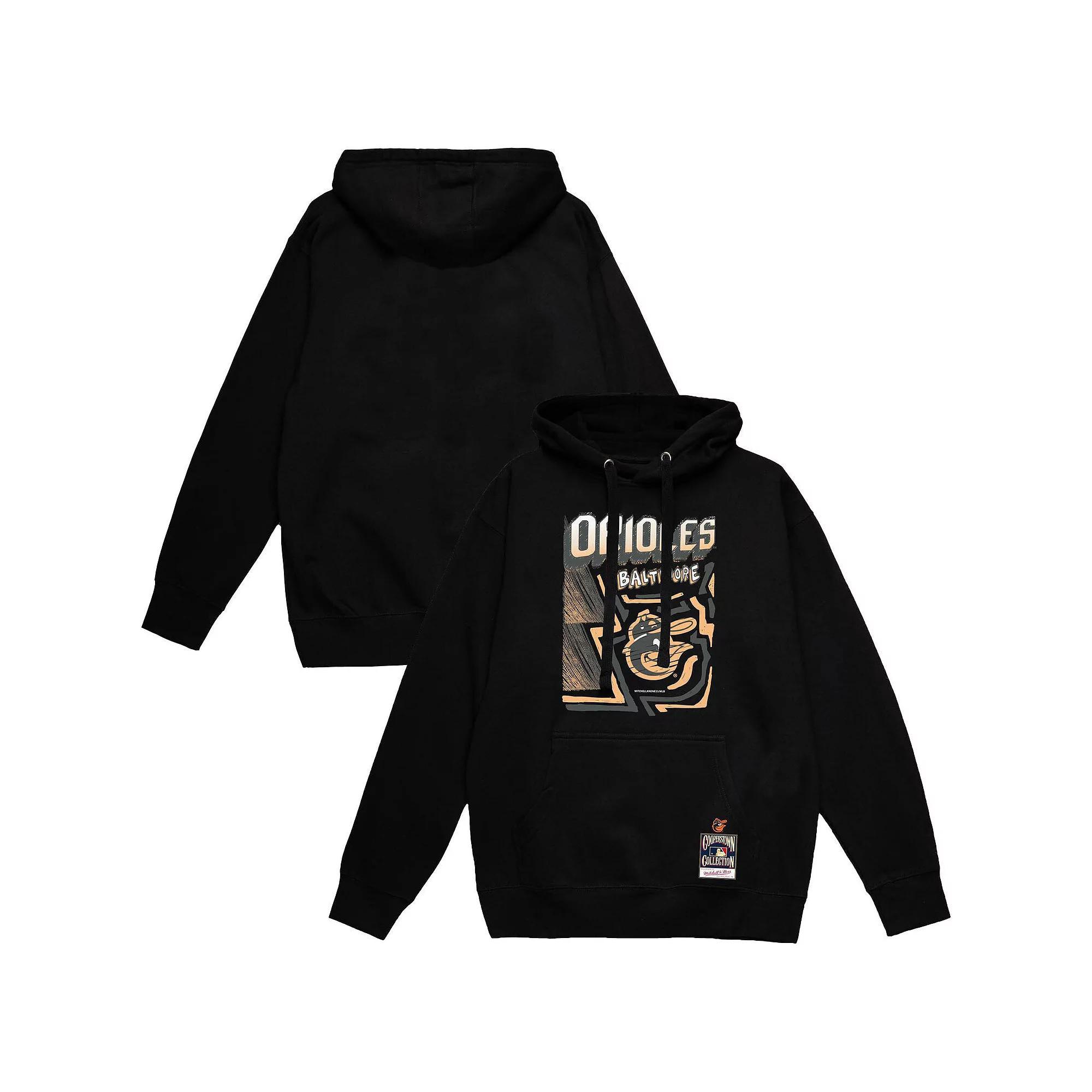 Men's Mitchell & Ness Black Baltimore Orioles Sidewalk Sketch Pullover Hoodie, Size: Small Product Image