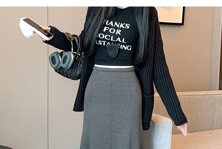 High Waist Plain Maxi Fishtail Skirt Product Image