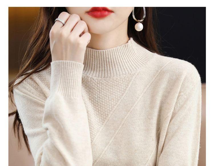 Mock Neck Plain Sweater Product Image