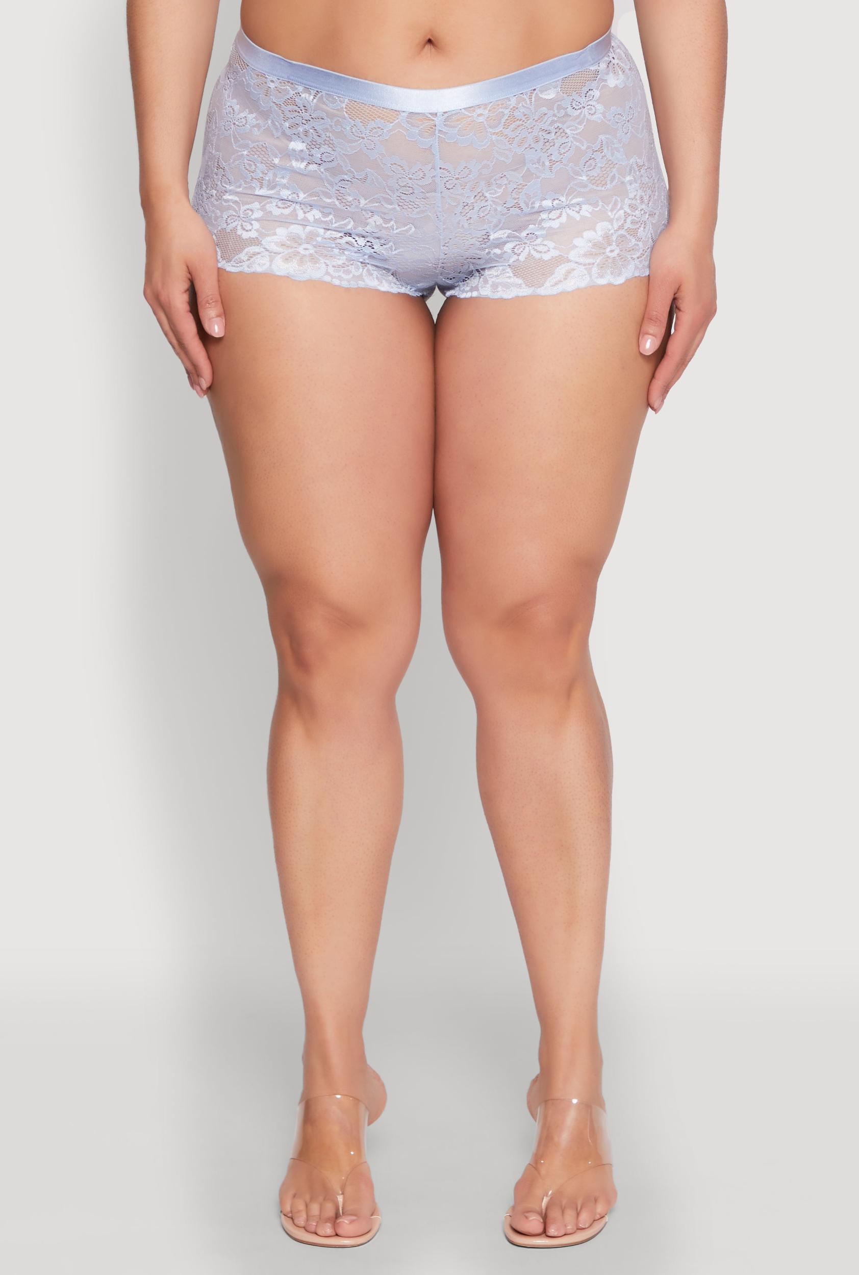 Womens Plus Size Floral Lace Boyshort Panties Product Image