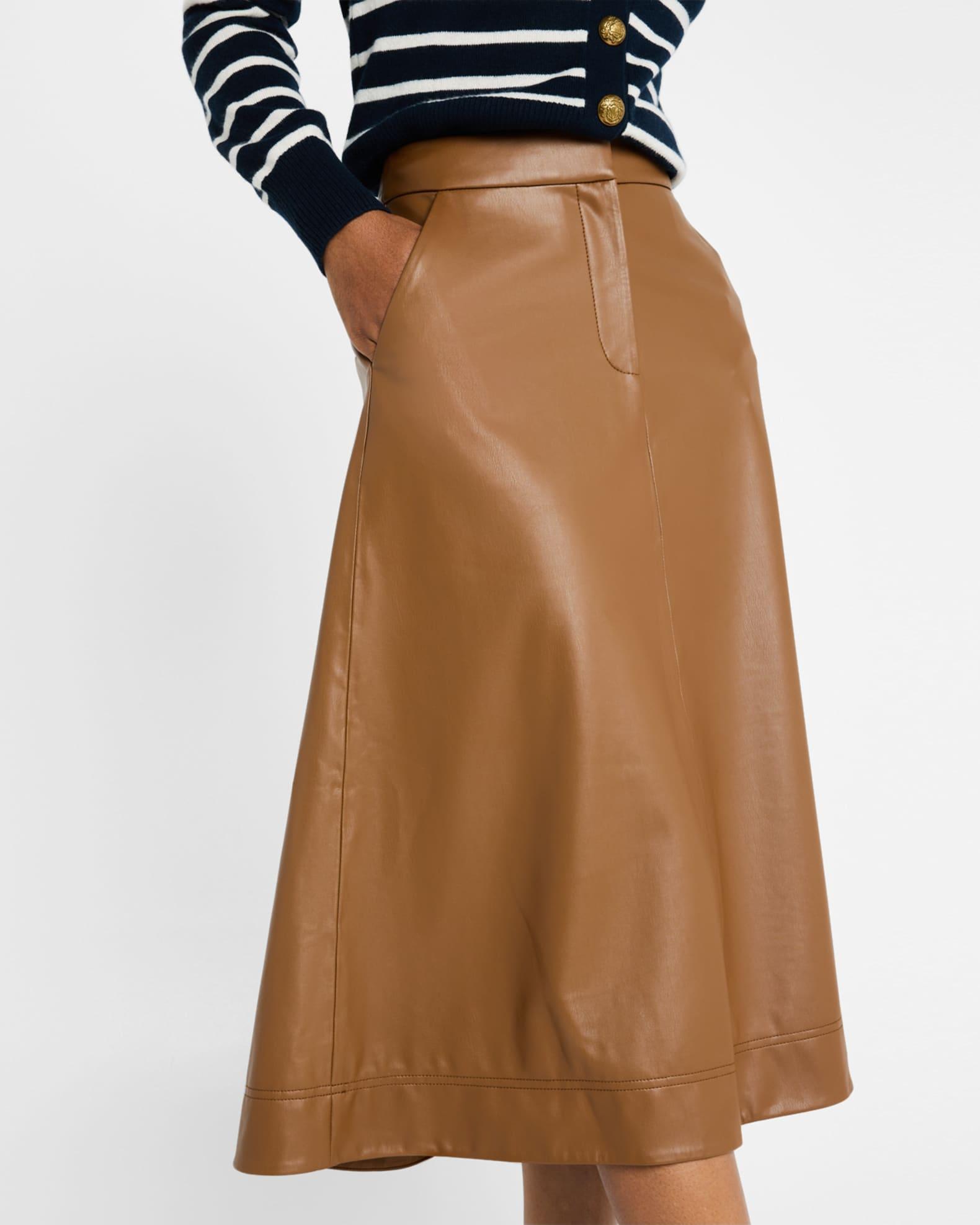 Louise Faux Leather Midi Skirt Product Image