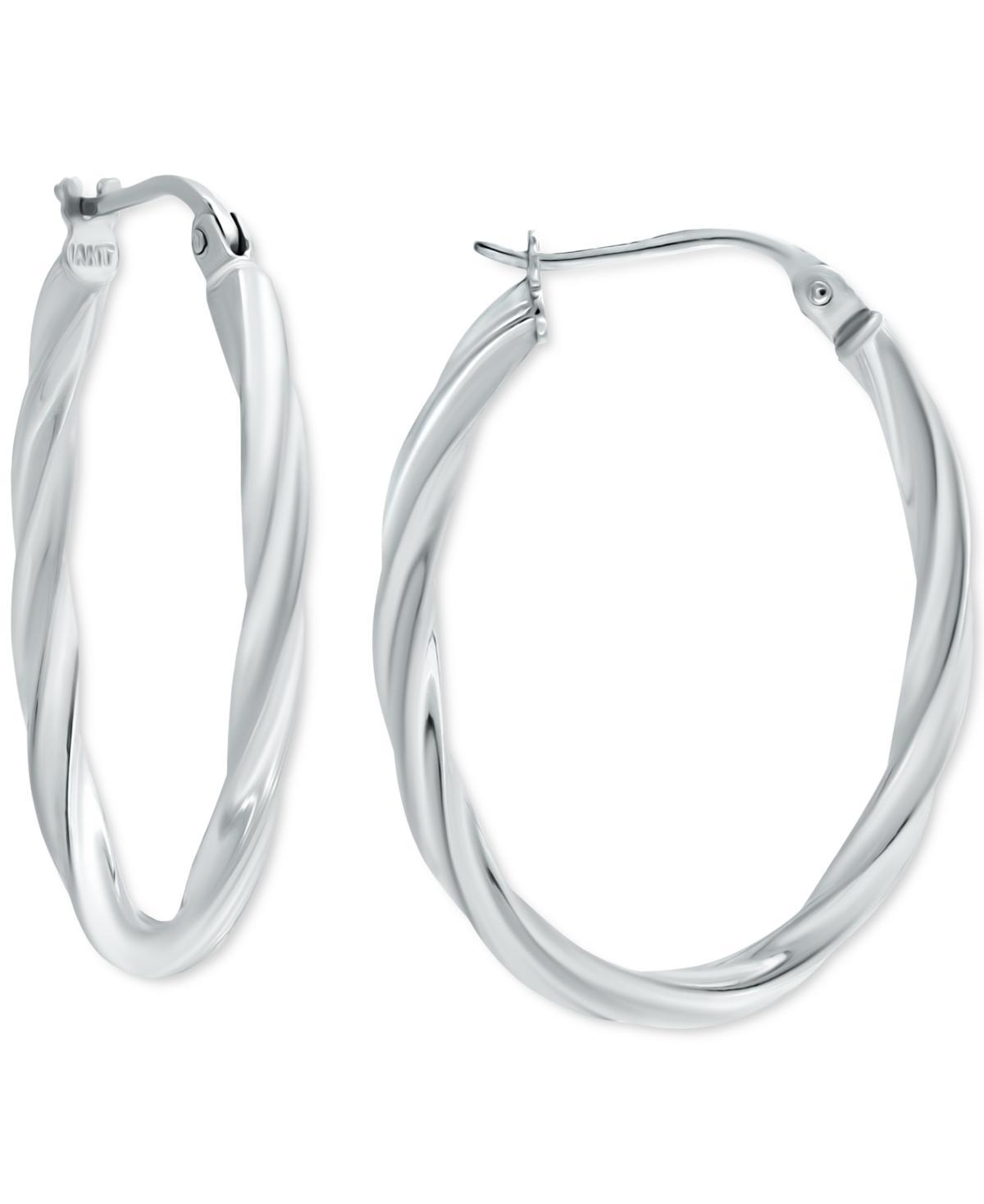 Aleure Precioso Sterling Silver Oval Twist Hoop Earrings, Womens Gold Tone Product Image