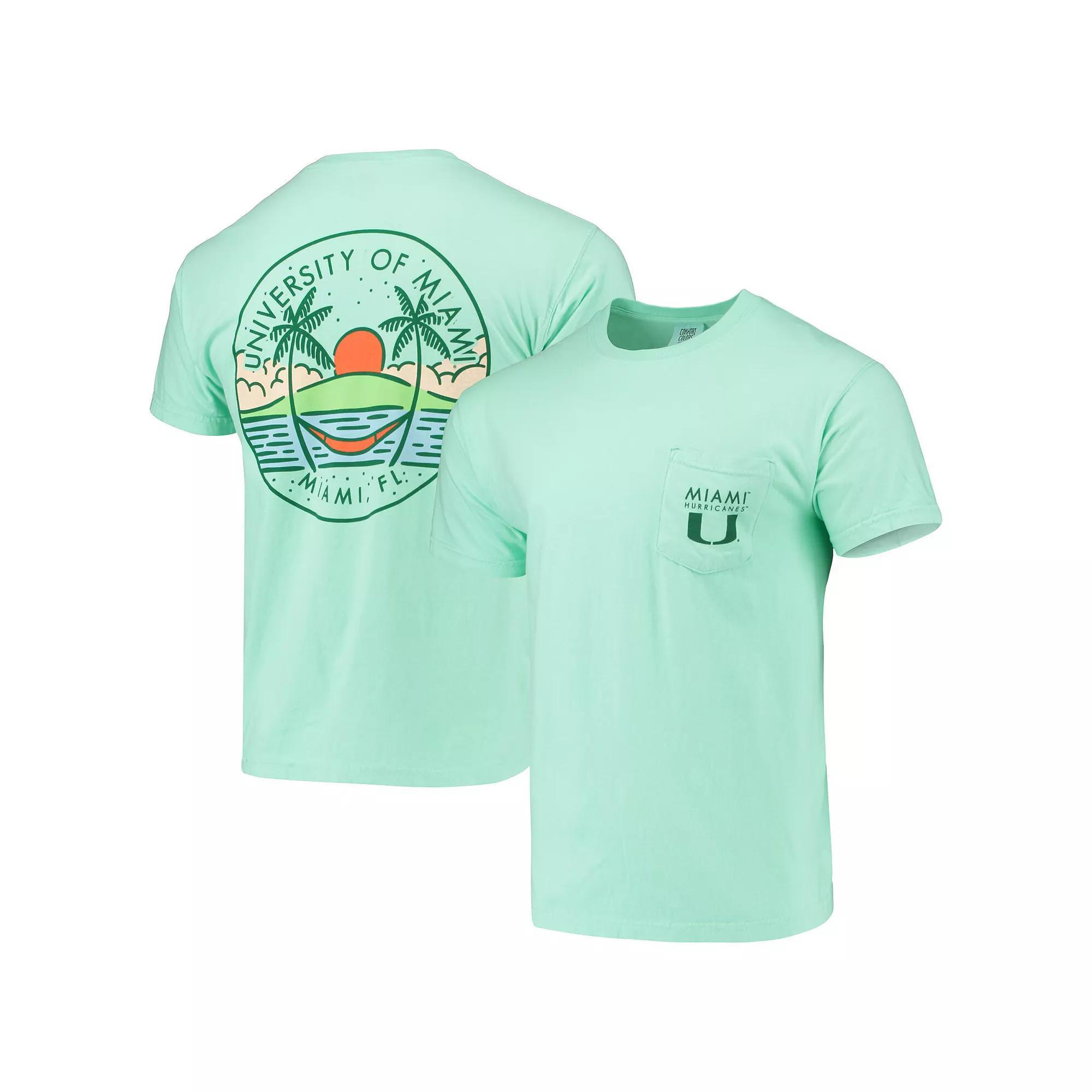 Mens Mint Green Miami Hurricanes Circle Scene Comfort Colors Pocket T-Shirt Product Image