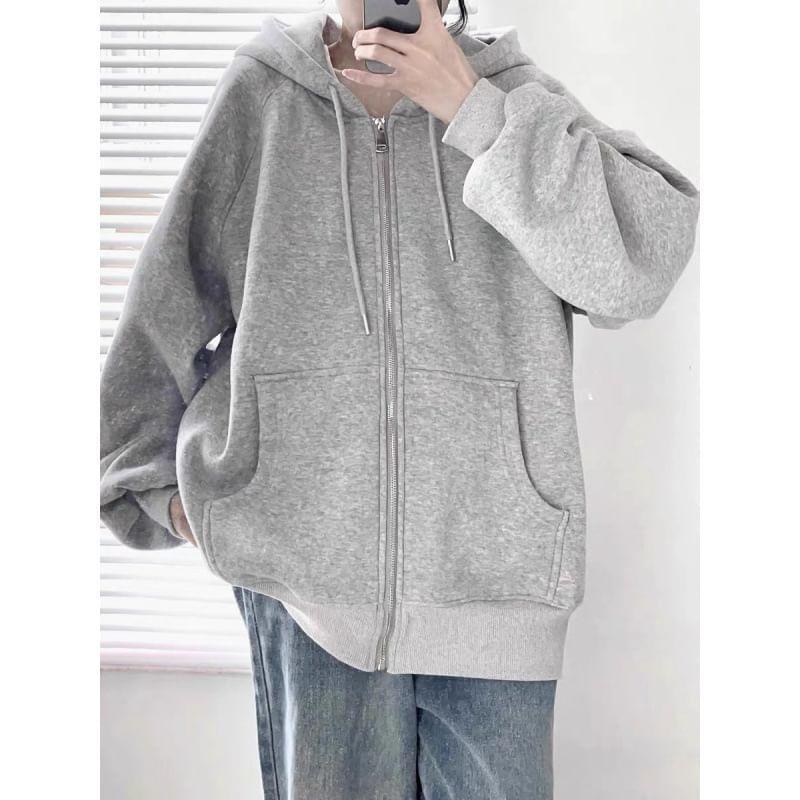 Drawstring Zip Hoodie Product Image
