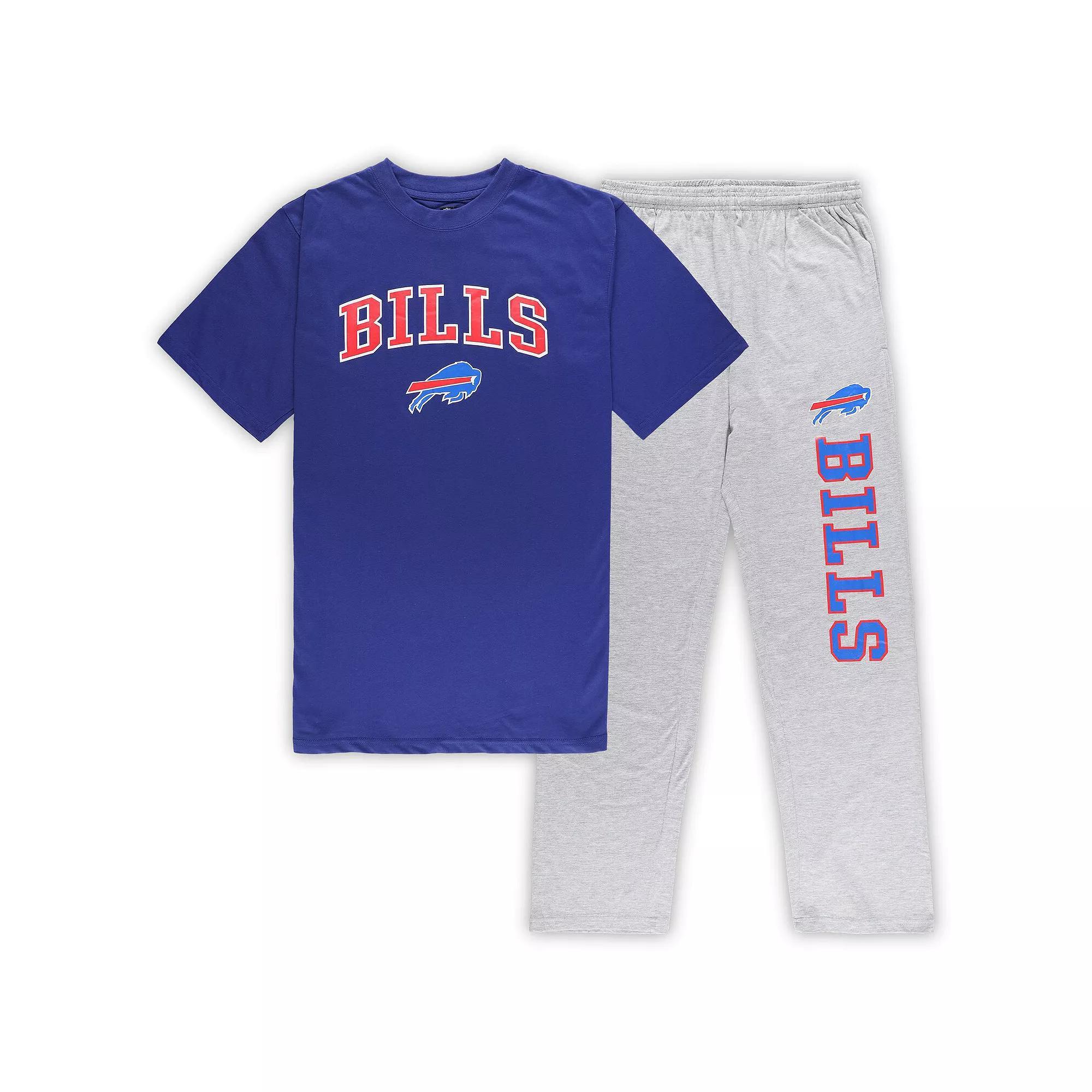 Men's Concepts Sport Royal/Heather Gray Buffalo Bills Big & Tall T-Shirt & Pants Sleep Set, Size: 4XB, Blue Product Image
