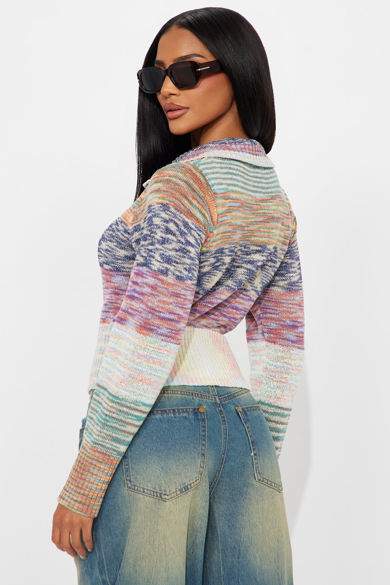 Look At Me Color Block Cardigan - Multi Color Product Image